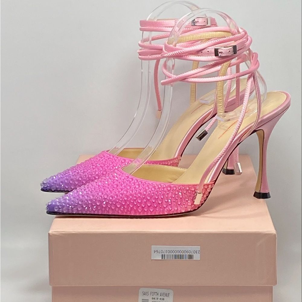 Mach & Mach Crystal-embellished ombré satin pumps size 38.5 - Picture 12 of 15
